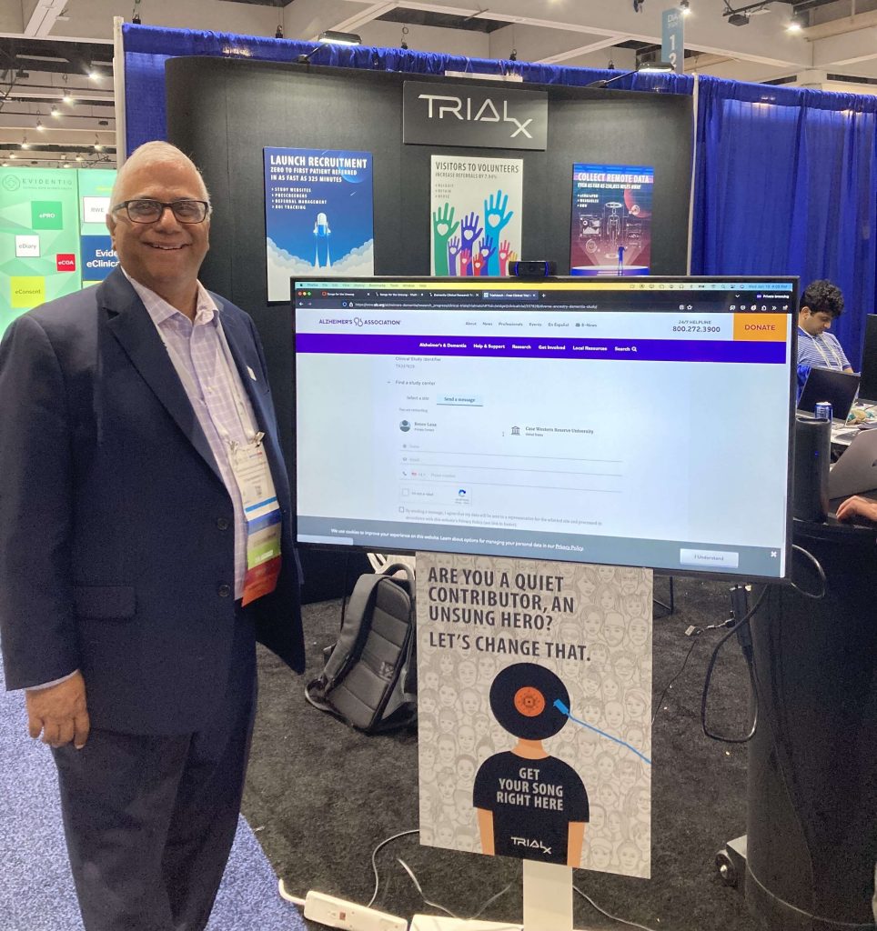 TrialX patient recruitment management system helping a caregiver find relevant trials and connect to study team.