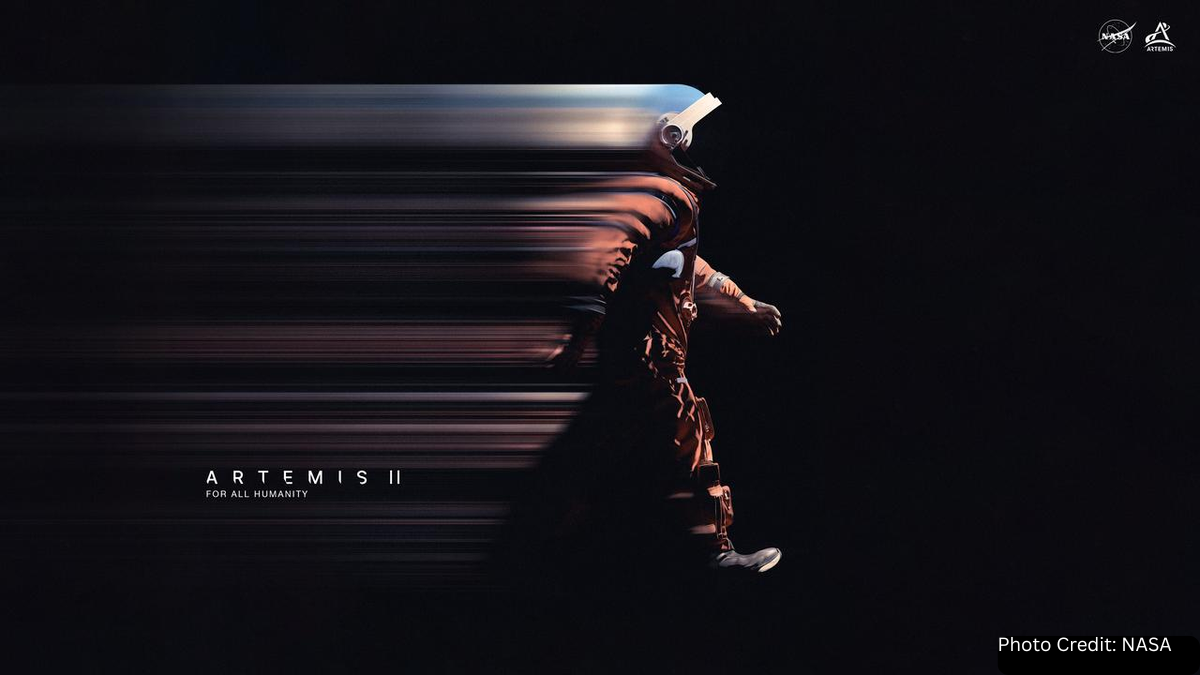 Artemis II astronaut promotional artwork representing NASA’s first crewed Artemis mission beyond low Earth orbit